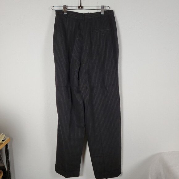 Evan-Picone Womens Black Pinstripe Wool Pleated Dress Pants Sz 10 Career Pockets - Picture 2 of 11